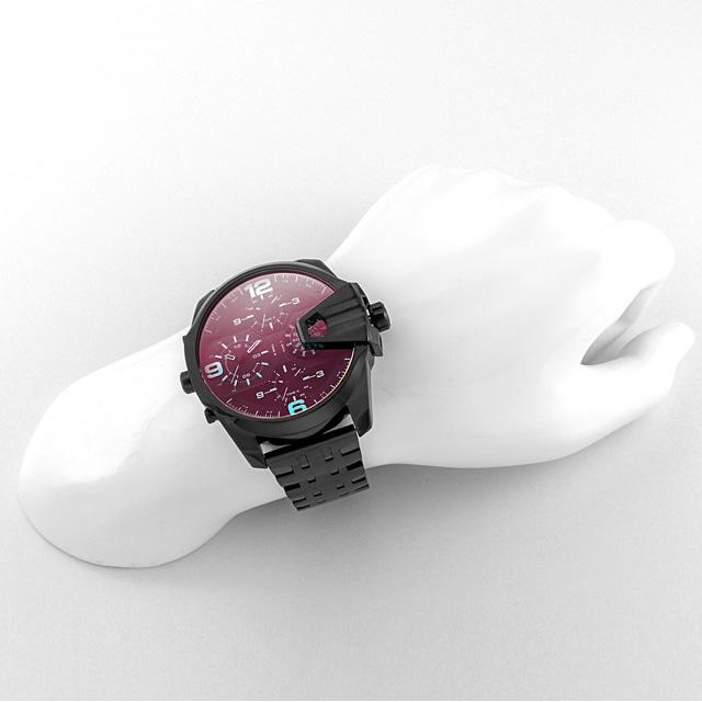 Diesel Uber Chief Chronograph Red Dial Black Steel Strap Watch For Men - DZ7373 Buy Now By Diesel