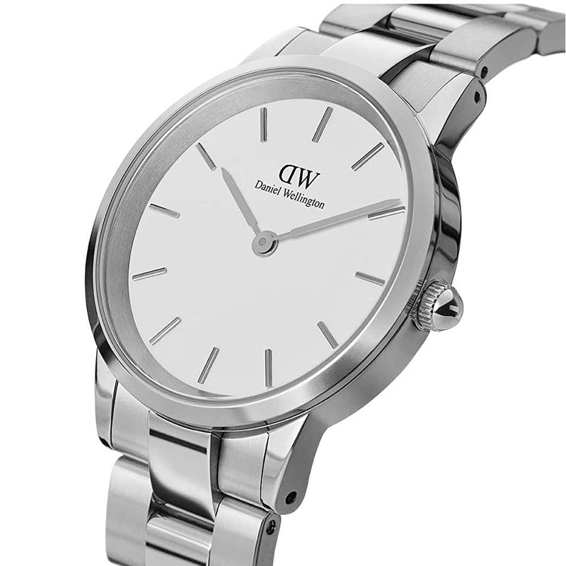 Daniel Wellington Iconic Link White Dial Silver Steel Strap Watch for Women - DW00100203 Buy Now By Daniel Wellington
