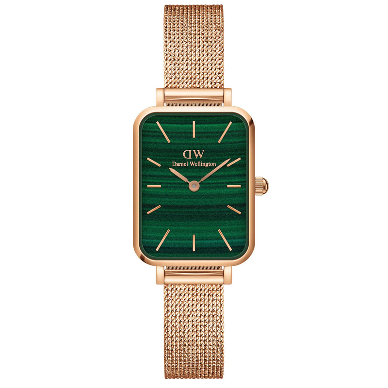 Daniel Wellington Quadro Melrose Green Dial Rose Gold Mesh Strap Watch For Women - DW00100437 Buy Now By Daniel Wellington