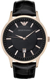 Emporio Armani Renato Quartz Black Dial Black Leather Strap Watch For Men - AR2425 Buy Now By Emporio Armani
