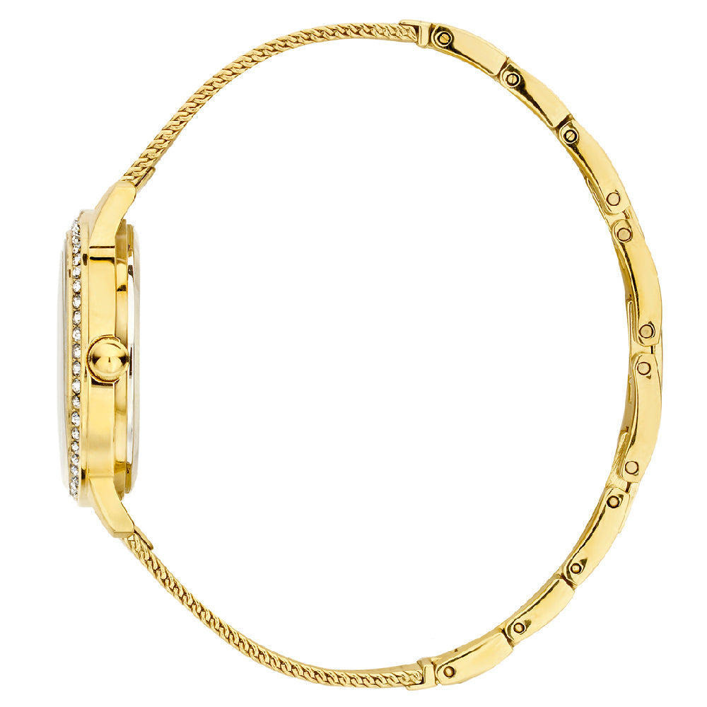 Guess Chelsea Crystals Mother of Pearl White Dial Gold Mesh Bracelet Watch For Women - W0647L7 Buy Now By Guess