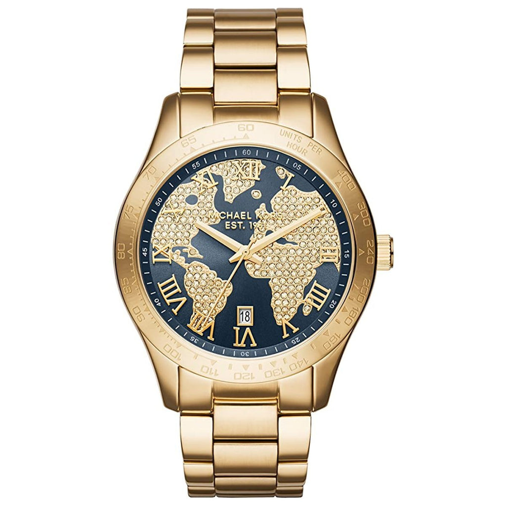 Michael Kors Layton Pave Blue Dial Gold Steel Strap Watch for Women - MK6243 Buy Now By Michael Kors