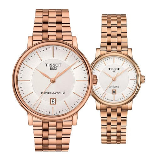 Tissot T Classic Carson Premium Automatic White Dial Rose Gold Steel Strap Watch for Men - T122.407.33.031.00 Buy Now By Tissot