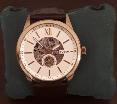 Fossil Flynn Mechanical Skeleton Beige Dial Brown Leather Strap Watch for Men - BQ2215 Buy Now By Fossil