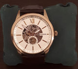 Fossil Flynn Mechanical Skeleton Beige Dial Brown Leather Strap Watch for Men - BQ2215 Buy Now By Fossil