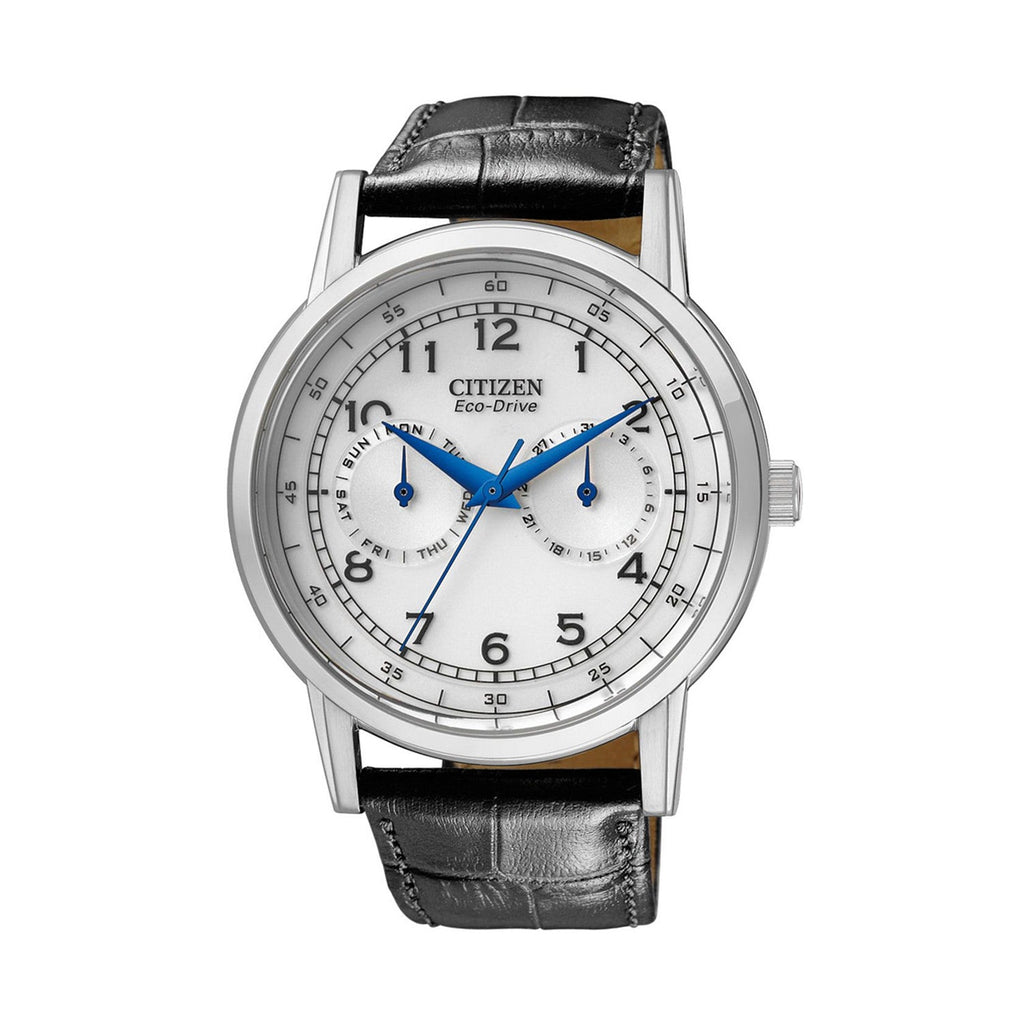 Citizen Eco Drive Silver Dial Black Leather Strap Watch For Men - AO9000-06B Buy Now By Citizen