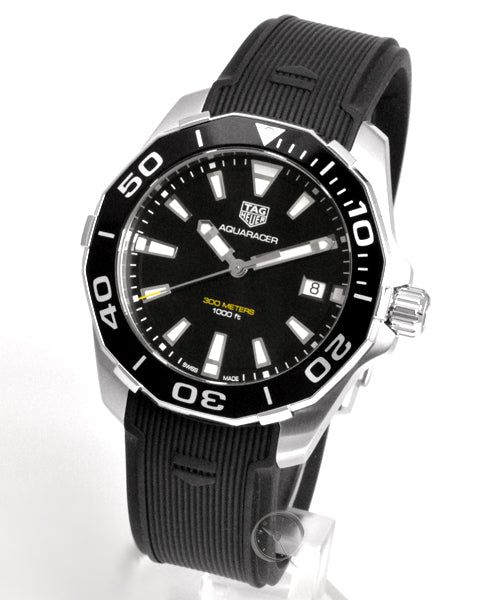 Tag Heuer Aquaracer Black Dial Black Rubber Strap Watch for Men - WAY111A.FT6151 Buy Now By Tag Heuer