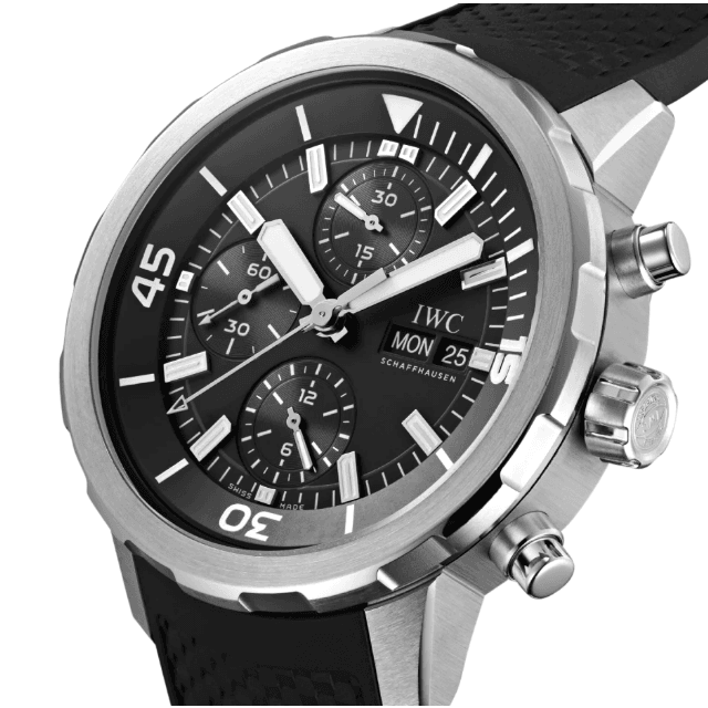 IWC Aquatimer Chronograph Black Dial Black Leather Strap Watch for Men - IW376803 Buy Now By IWC
