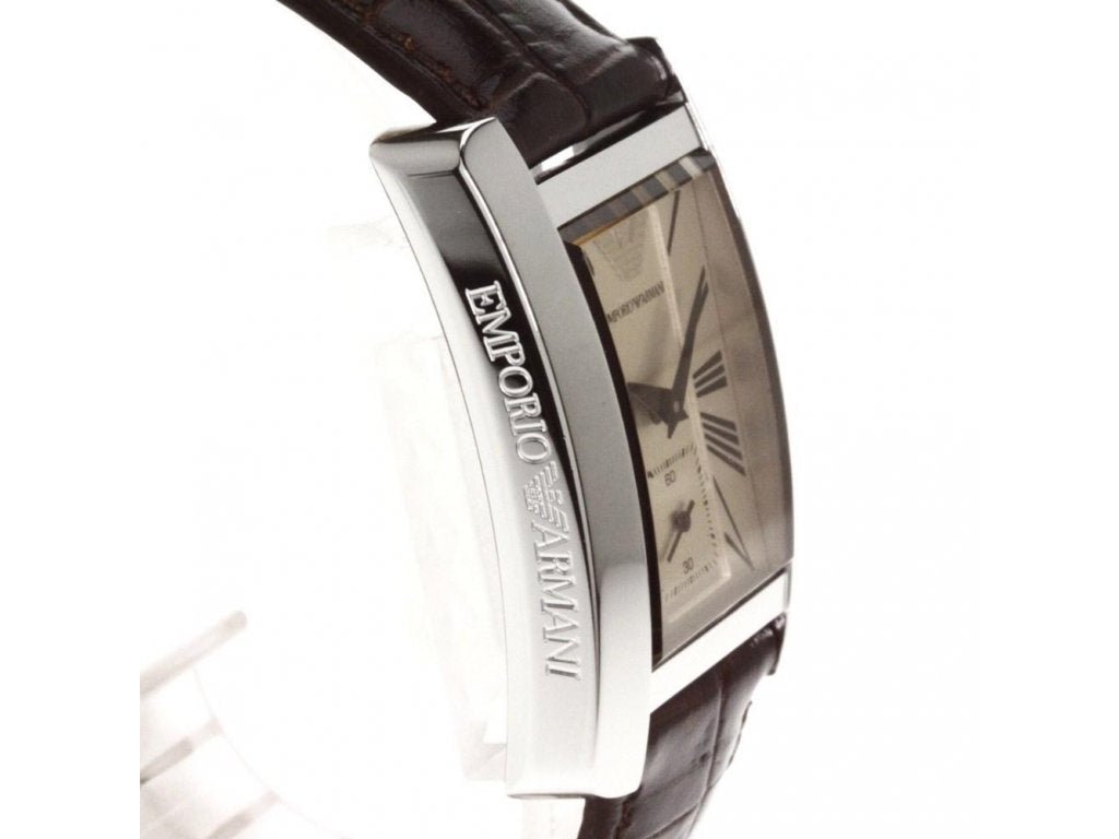 Emporio Armani Classic Beige Dial Brown Leather Strap Watch For Women - AR0155 Buy Now By Emporio Armani