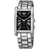 Emporio Armani Classic Black Dial Silver Stainless Steel Strap Watch For Men - AR0156 Buy Now By Emporio Armani