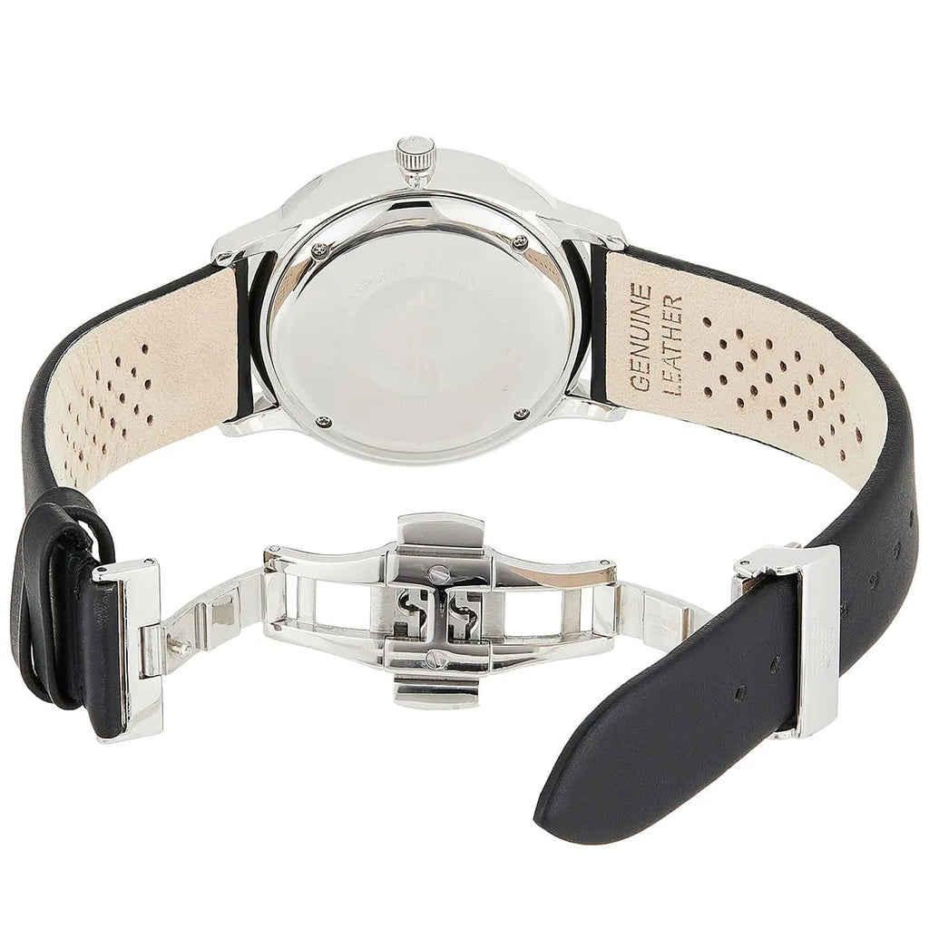 Emporio Armani Gianni Quartz Black Dial Black Leather Strap Watch For Men - AR0382 Buy Now By Emporio Armani