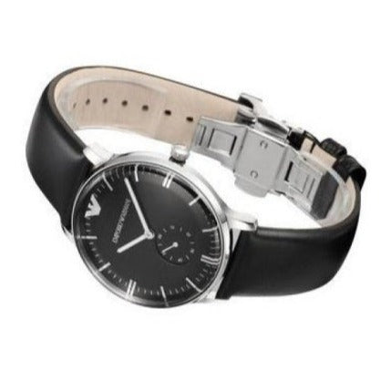 Emporio Armani Gianni Quartz Black Dial Black Leather Strap Watch For Men - AR0382 Buy Now By Emporio Armani