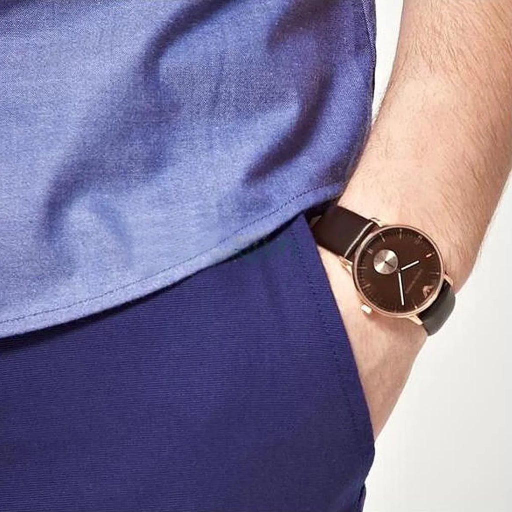 Emporio Armani Classic Brown Dial Brown Leather Strap Watch For Men - AR0383 Buy Now By Emporio Armani