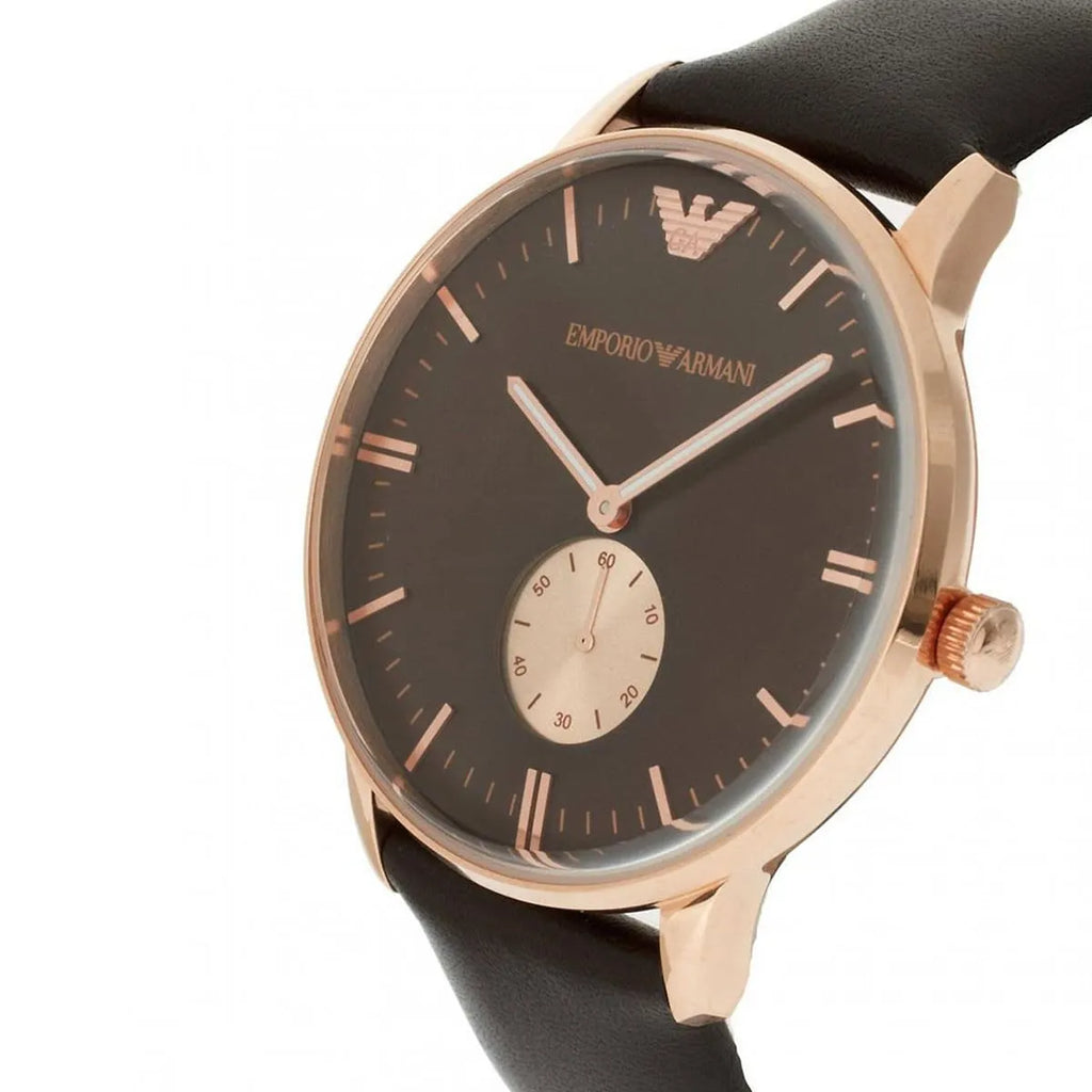 Emporio Armani Classic Brown Dial Brown Leather Strap Watch For Men - AR0383 Buy Now By Emporio Armani