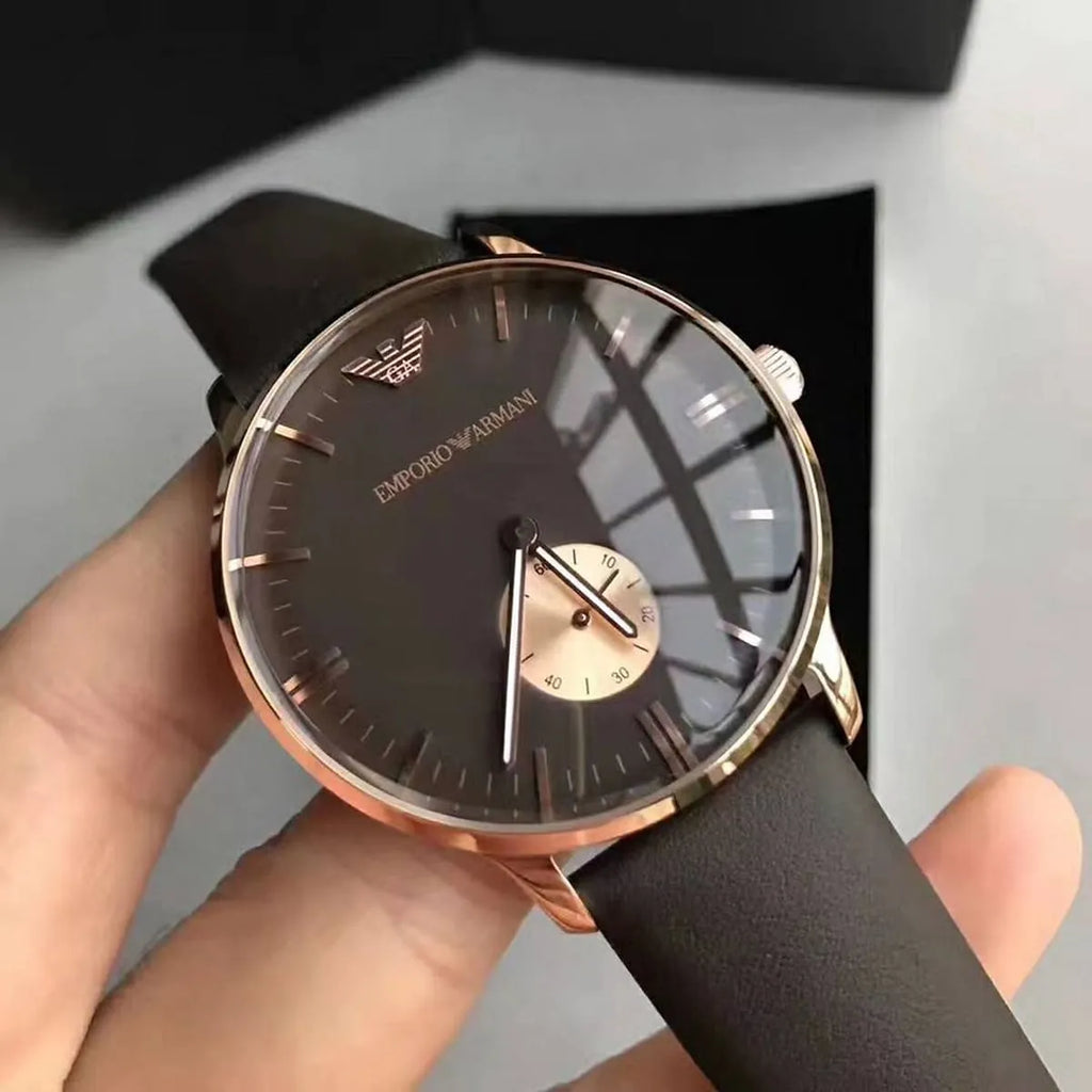 Emporio Armani Classic Brown Dial Brown Leather Strap Watch For Men - AR0383 Buy Now By Emporio Armani