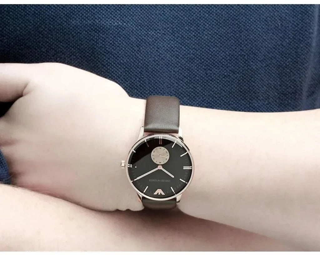 Emporio Armani Classic Brown Dial Brown Leather Strap Watch For Men - AR0383 Buy Now By Emporio Armani