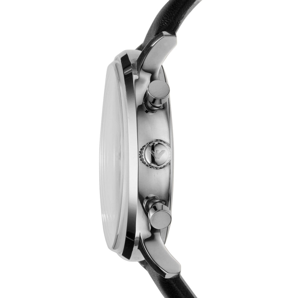 Emporio Armani Gianni White Dial Black Leather Strap Watch For Men - AR0385 Buy Now By Emporio Armani