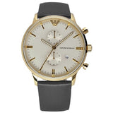 Emporio Armani Gianni Beige Dial Grey Leather Strap Watch For Men - AR0386 Buy Now By Emporio Armani