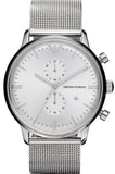 Emporio Armani Classic Chronograph Quartz Silver Dial Silver Mesh Bracelet Watch For Men - AR0390 Buy Now By Emporio Armani