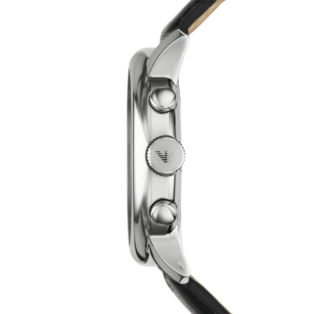 Emporio Armani Classic Chronograph Black Dial Black Leather Strap Watch For Men - AR0431 Buy Now By Emporio Armani