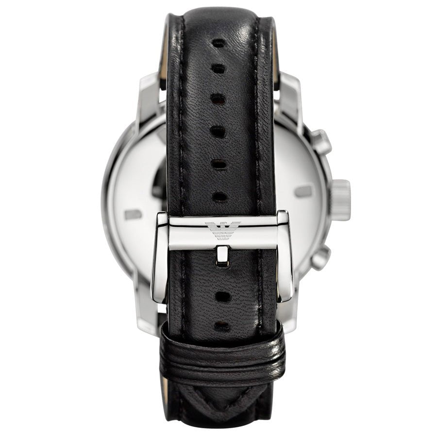 Emporio Armani Classic Chronograph Black Dial Black Leather Strap Watch For Men - AR0431 Buy Now By Emporio Armani