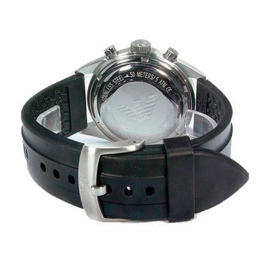 Emporio Armani Sportivo Chronograph Black Dial Black Rubber Strap Watch For Men - AR0527 Buy Now By Emporio Armani