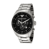 Emporio Armani Sportivo Chronograph Black Dial Silver Stainless Steel Watch For Men - AR0585 Buy Now By Emporio Armani