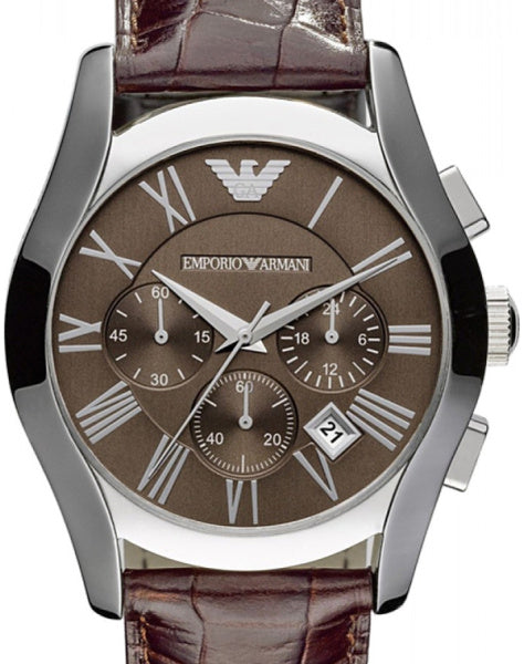 Emporio Armani Valente Chronograph Brown Dial Brown Leather Strap Watch For Men - AR0671 Buy Now By Emporio Armani