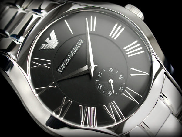 Emporio Armani Valente Black Dial Silver Steel Strap Watch For Men - AR0680 Buy Now By Emporio Armani