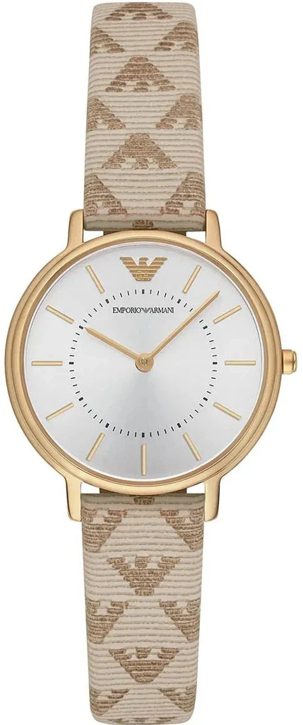 Emporio Armani Classic Kappa White Dial Brown Leather Strap Watch For Women - AR11009 Buy Now By Emporio Armani