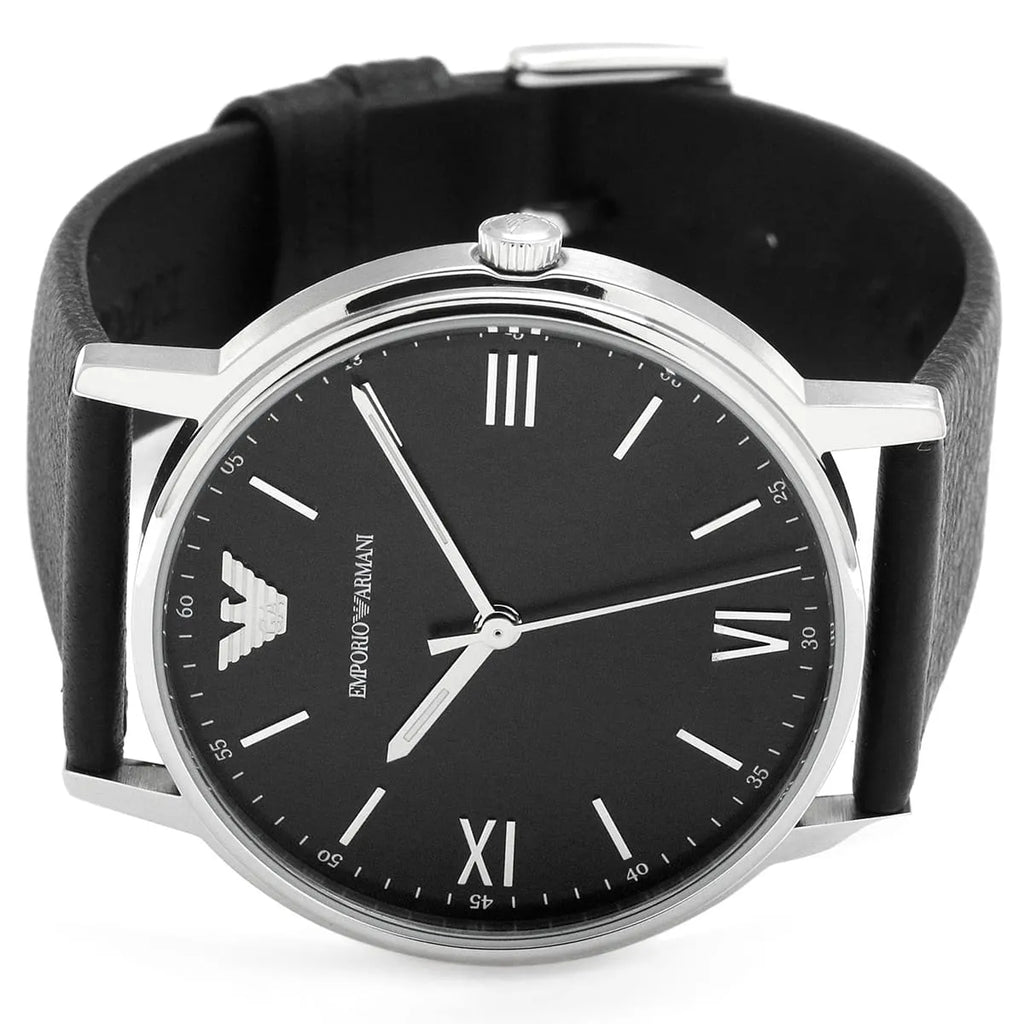 Emporio Armani Kappa Analog Quartz Black Dial Black Leather Strap Watch For Men - AR11013 Buy Now By Emporio Armani