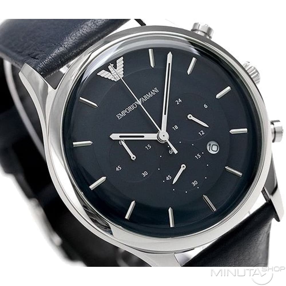 Emporio Armani Lambda Chronograph Blue Dial Blue Leather Strap Watch For Men - AR11018 Buy Now By Emporio Armani
