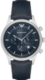 Emporio Armani Lambda Chronograph Blue Dial Blue Leather Strap Watch For Men - AR11018 Buy Now By Emporio Armani