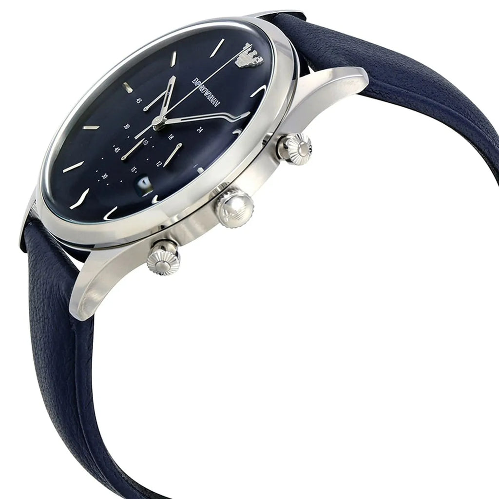Emporio Armani Lambda Chronograph Blue Dial Blue Leather Strap Watch For Men - AR11018 Buy Now By Emporio Armani