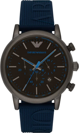 Emporio Armani Luigi Chronograph Black Dial Blue Rubber Strap Watch For Men - AR11023 Buy Now By Emporio Armani