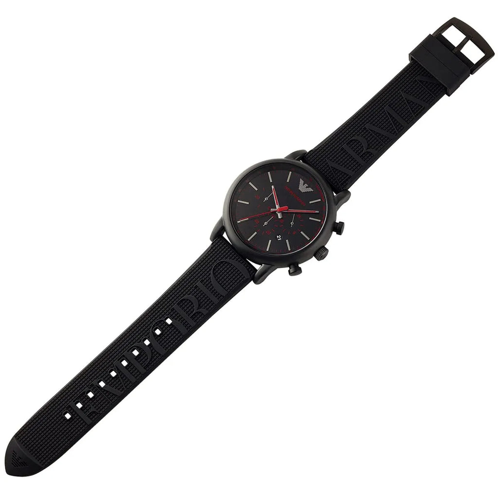 Emporio Armani Luigi Chronograph Black Dial Black Rubber Strap Watch For Men - AR11024 Buy Now By Emporio Armani