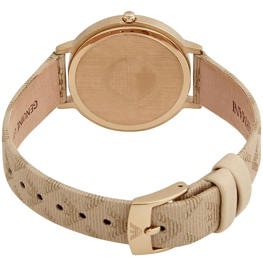 Emporio Armani Kappa Quartz Silver Dial Beige Leather Strap Watch For Women - AR11042 Buy Now By Emporio Armani