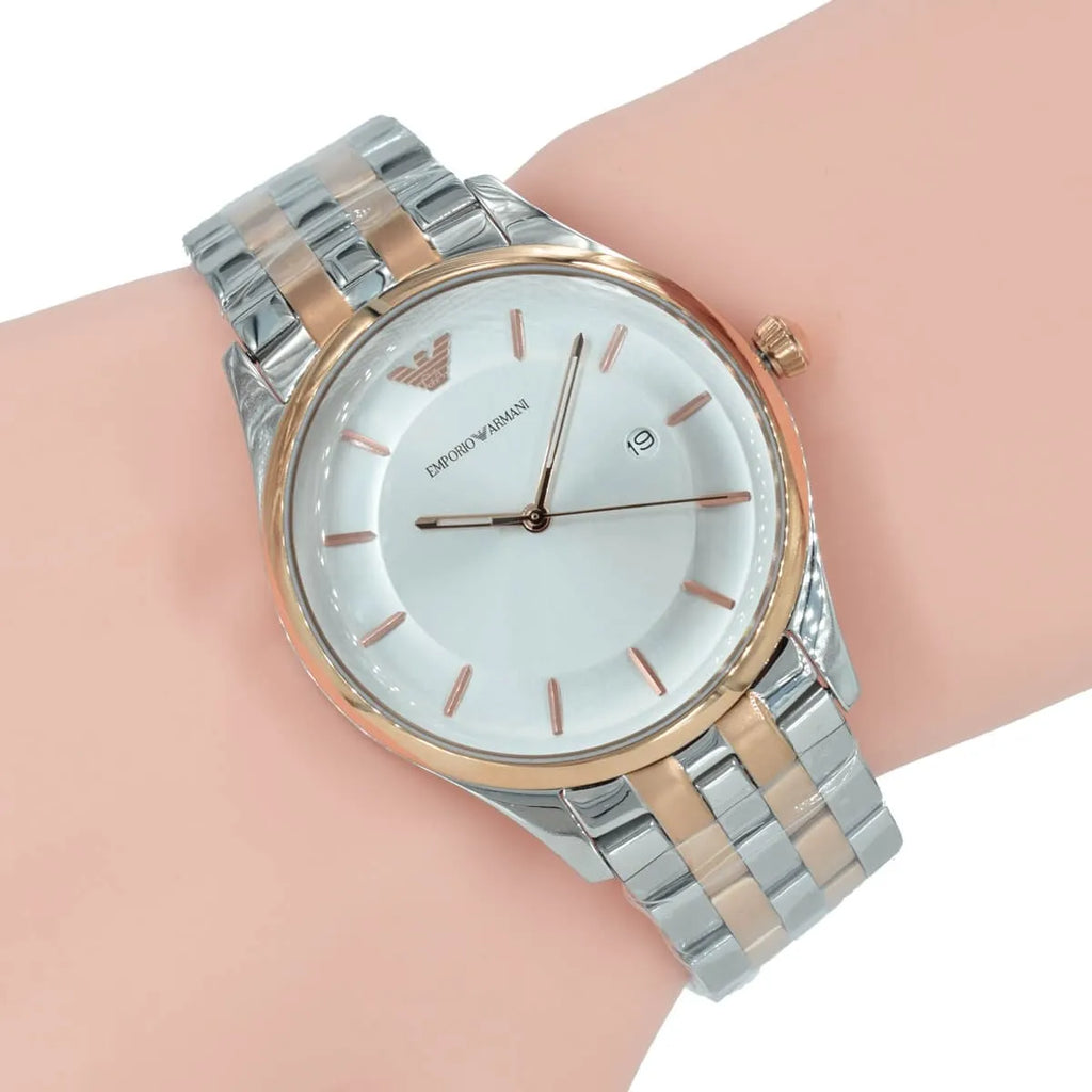 Emporio Armani Lambda Analog Silver Dial Two Tone Steel Strap Watch For Men - AR11044 Buy Now By Emporio Armani