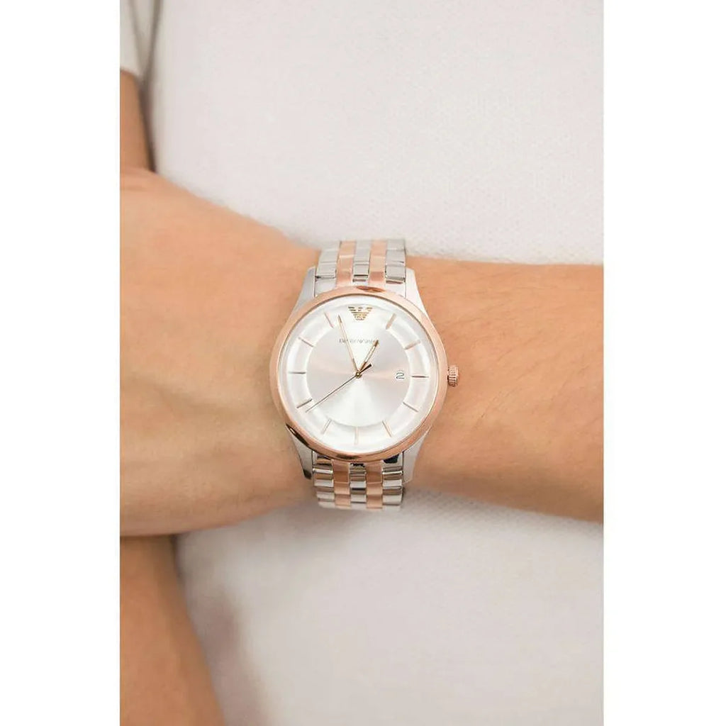 Emporio Armani Lambda Analog Silver Dial Two Tone Steel Strap Watch For Men - AR11044 Buy Now By Emporio Armani