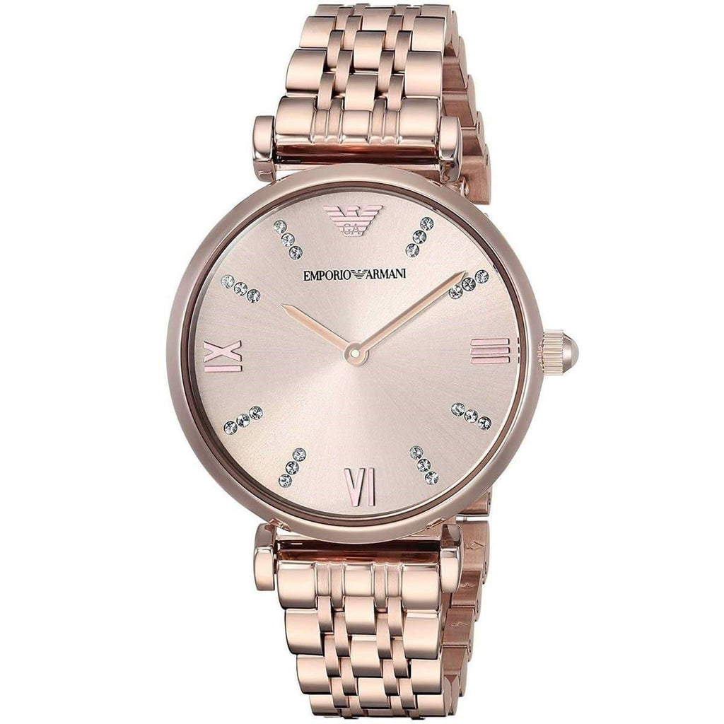Emporio Armani T-Bar Gianni Rose Gold Dial Rose Gold Steel Strap Watch For Women - AR11059 Buy Now By Emporio Armani
