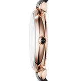 Emporio Armani Gianni T Bar Black Mother of Pearl Dial Black Leather Strap Watch For Women - AR11060 Buy Now By Emporio Armani