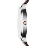 Emporio Armani Dress Quartz Silver Dial Brown Leather Strap Watch For Women - AR11063 Buy Now By Emporio Armani