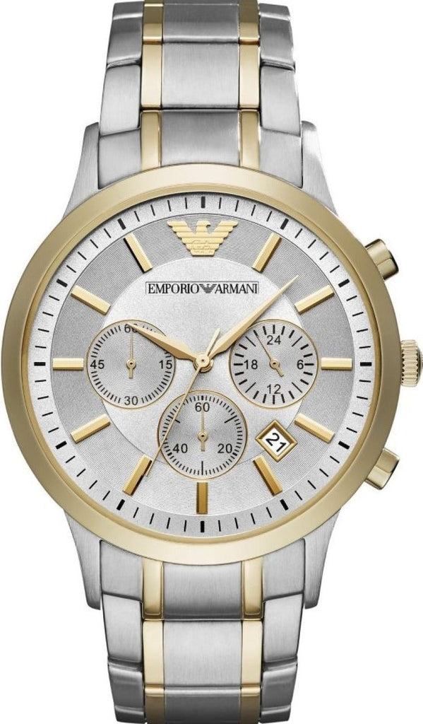 Emporio Armani Renato Chronograph Quartz Silver Dial Two Tone Steel Strap Watch For Men - AR11076 Buy Now By Emporio Armani