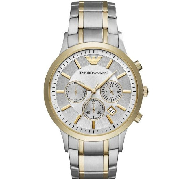 Emporio Armani Renato Chronograph Quartz Silver Dial Two Tone Steel Strap Watch For Men - AR11076 Buy Now By Emporio Armani