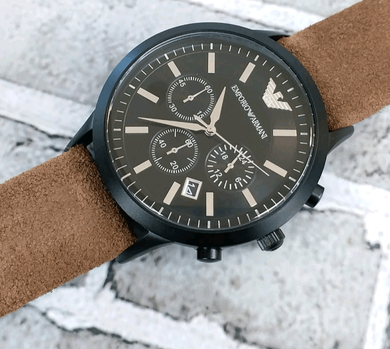Emporio Armani Chronograph Black Dial Brown Leather Strap Watch For Men - AR11078 Buy Now By Emporio Armani