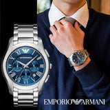 Emporio Armani Chronograph Quartz Blue Dial Silver Steel Strap Watch For Men - AR11082 Buy Now By Emporio Armani