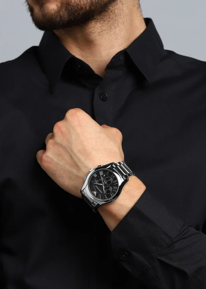 Emporio Armani Valente Chronograph Quartz Black Dial Silver Steel Strap Watch For Men - AR11083 Buy Now By Emporio Armani