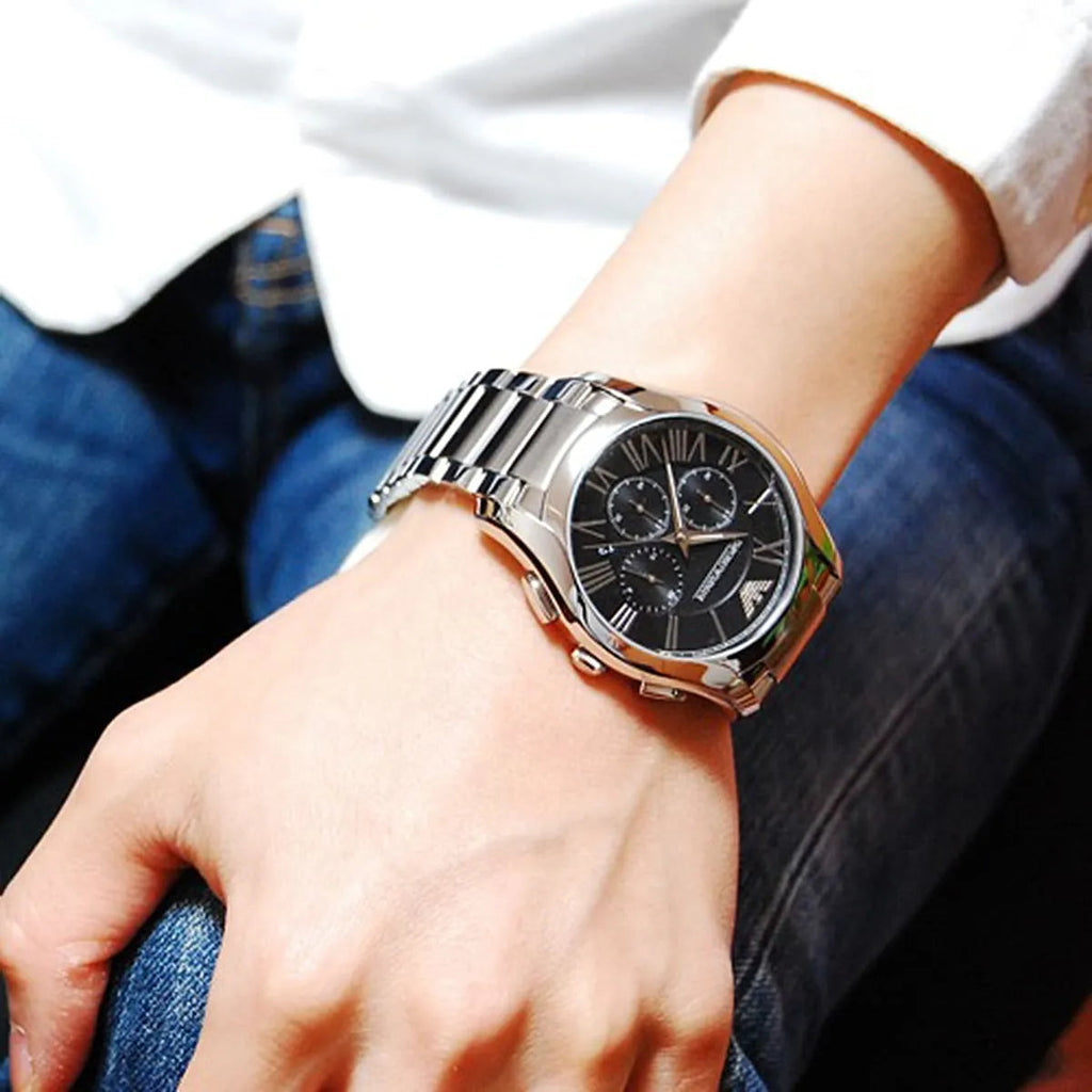 Emporio Armani Valente Chronograph Quartz Black Dial Silver Steel Strap Watch For Men - AR11083 Buy Now By Emporio Armani