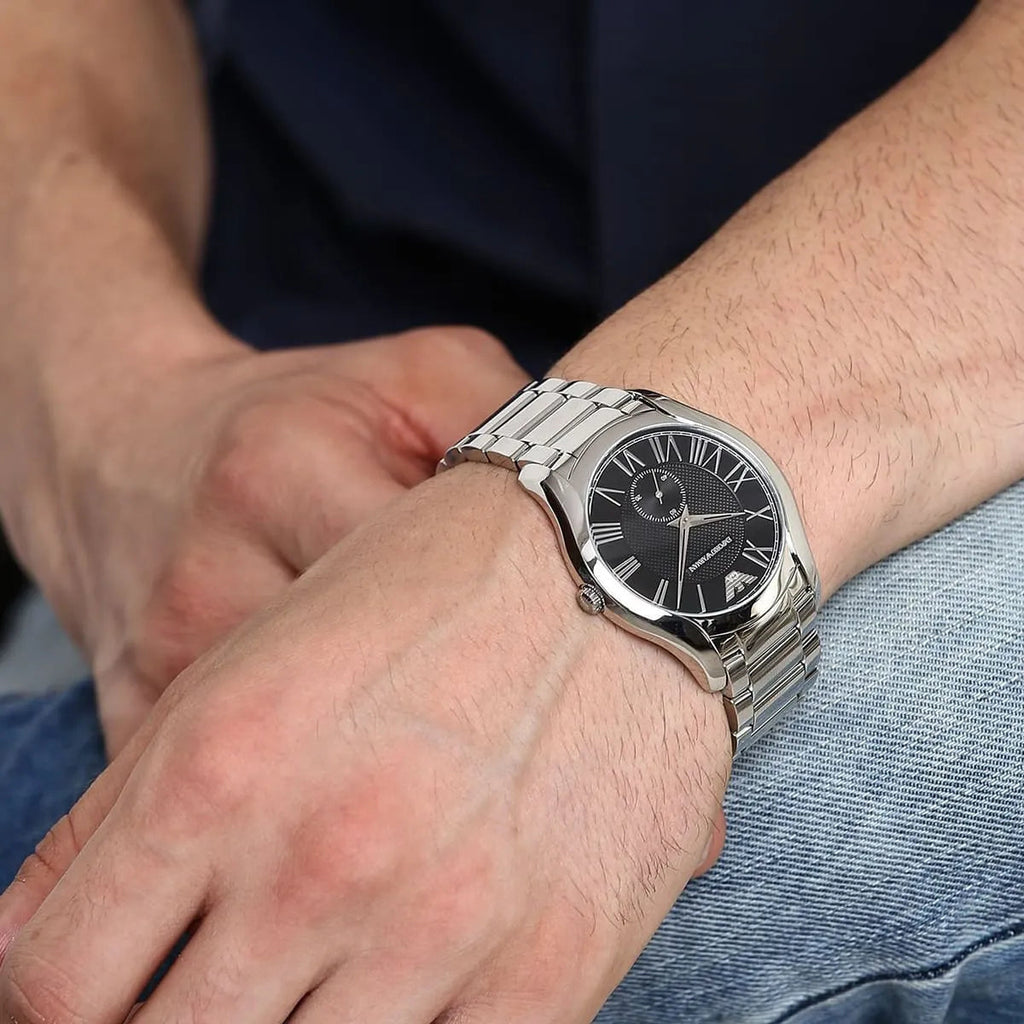 Emporio Armani Valente Quartz Black Dial Silver Steel Strap Watch For Men - AR11086 Buy Now By Emporio Armani