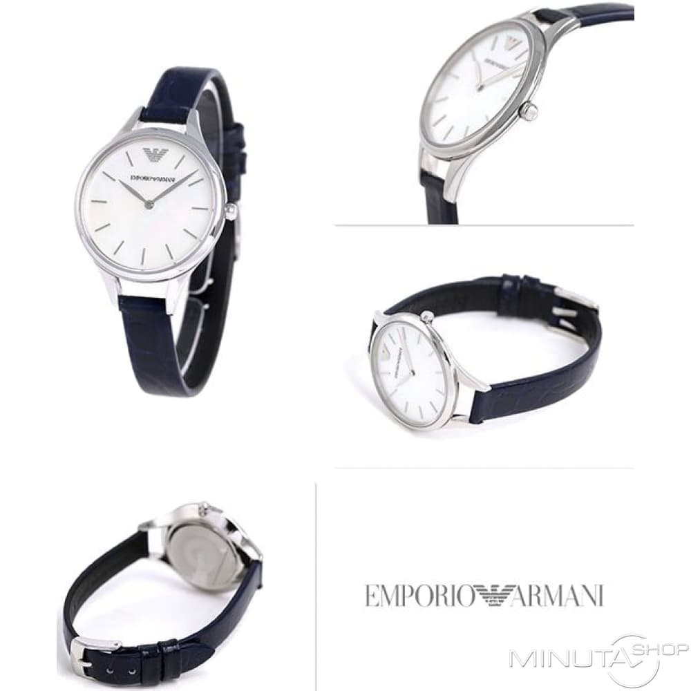 Emporio Armani Aurora Quartz Mother Of Pearl White Dial Blue Leather Strap Watch For Women - AR11090 Buy Now By Emporio Armani